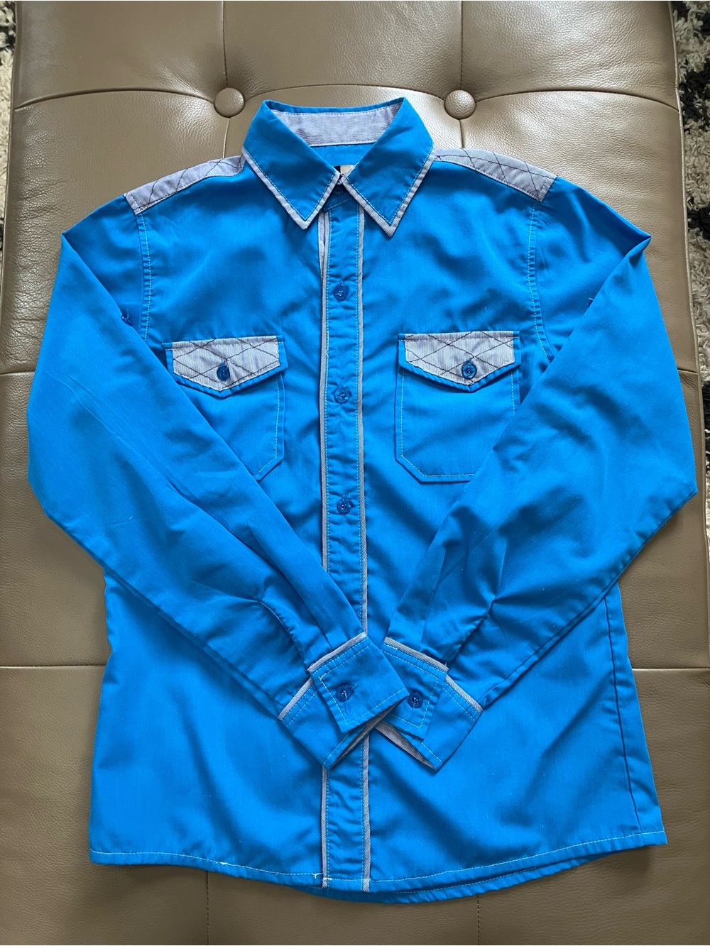 Kid Blue Long-Sleeve Western Button-Up Shirt